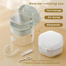 1pc Orthodontic Retainer Cleaning Box, Invisible Braces Teeth Alignment Holder Storage Case, Portable Denture Cleaning Container - Multicolor - View 2