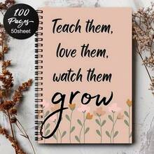 1pc [2D] Flat Spiral Notebook, A5 Spiral Coil Notebook, Dream Positive Energy Doodle-Style Journal, Study Record Book, Back-To-School Season Gift, Suitable For Classroom Portable Writing, Ideal For Back-To-School Season, Student Notebooks - One Book (50 Pages, 100 Pages) - View 3