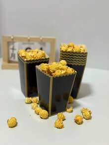 48/24/12pcsPopcorn Paper Boxes, Size 2 X 4.5 X 3 Inches Mini Popcorn Boxes Suitable For Movie Night, Christmas/Halloween Decor - Black Gold - View 6