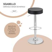 Baroni Home Sgabello Bar Girevole con Altezza Regolabile, Base Cromata con Poggiapiedi e Fondo Antigraffio, Sgabello Cucina, Ristorante, Penisola, Facile da Montare, 35x45x59-79 cm - nero - Visualizzare 4