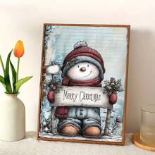 1PC DIY 5D Diamond Painting Kit Cute Snowman Pattern - Round Full Diamond Art Mosaic Craft, Home Wall Decor, Unframed - No Frame - View 3