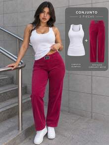 Women Two-Piece Outfits - Red - View 9