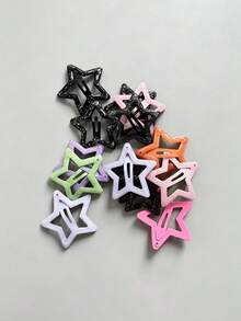 [10/20/30/40/50/100pcs] Random Color Glowing Star Hair Clips, Cute Children Party Hair Clips, Student Hair Accessories - Multicolor - View 14