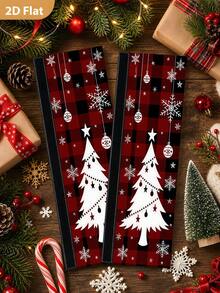 1/2Pcs Christmas Refrigerator Handle Covers, Christmas Tree & Black Red Plaid Pattern, With Hook And Loop, Suitable For Refrigerator, Oven, Microwave, Dishwasher, Christmas Holiday Kitchen Decor - View 5