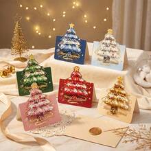 3D Christmas Tree Greeting Card, Merry Christmas Holiday Blessing Card With Envelope And Sticker, Premium Christmas Gift Card, Suitable For Holiday Celebrations And Seasonal Greetings, Christmas Stocking Filler, Christmas Gift, Christmas Card, Christmas Tree, 1/36pc - A - View 1
