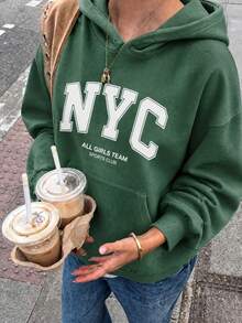 Plus Size Sweatshirts & Hoodies - Army Green - View 2