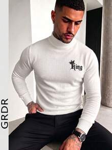 GRDR Men's Fashion Long Sleeve Sweater - Versatile Casual Knitwear - White - View 3