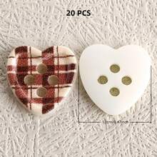 20/40/50 PCS, 1.2cm/1.25cm Round/Heart Grid Print 4-Hole Buttons, Suitable For Clothing Accessories, Dresses, Jackets, Shirts, Sweaters DIY, Dolls, Phone Cases Decoration - Checkered Print - View 37