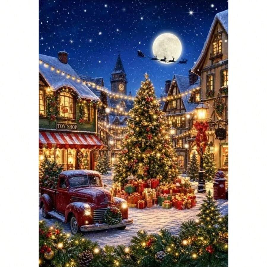1PC DIY 5D Diamond Painting Kit Christmas Theme Pattern - Round Full Drill Art Mosaic Craft, Home Wall Decor, Unframed - No Frame - View 1