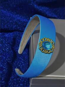 Macaron Bright Solid Color Minimalist Blue Faux Gemstone Accessory 3cm Wide Headband 1pc Wide Fabric Headband - Multicolor - View 7