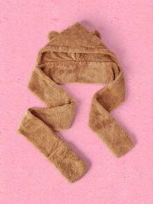 Popjeli 1pc Daily Solid Warm Bear Winter Hat Cute - Camel - View 6