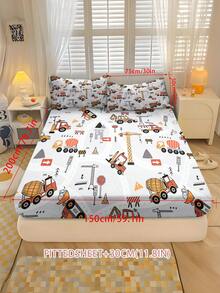 2/3pcs Construction Truck Pattern Bedding Set, Soft & Breathable, All Season, Twin/Full/Queen, 100% Polyester, Machine Washable - Multicolor - View 15