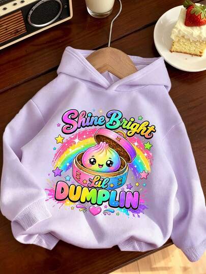 Tween Girl Fun Print Sweatshirt, Warm And Comfortable Thermal Lined Pullover Sweatshirt For Autumn/Winter