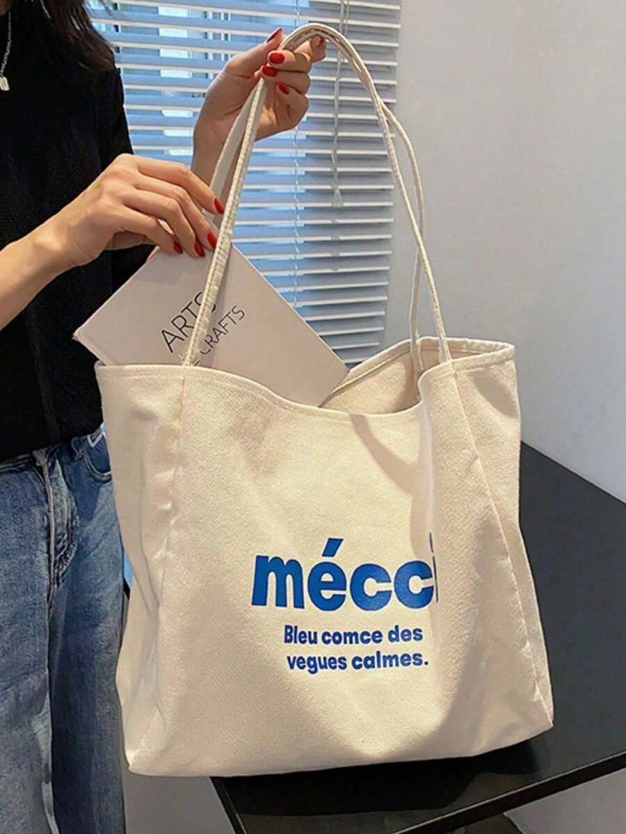 女款帆布大容量托特包，新款小眾格紋媽媽通勤單肩手提包