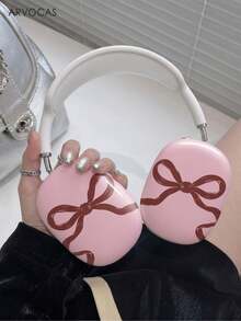 Wine Red Bow Pattern Headphone Case, PBT Hard Shell Glossy Surface Full-Body Protection, Anti-Scratch Anti-Drop Easy Install & Remove, Earphone Carry Case Headband & Ear Cups Case For Over-Ear Headphones, Gift For Music Lovers, Compatible With Over-Ear / Noise-Canceling Headphones - Pink - View 7