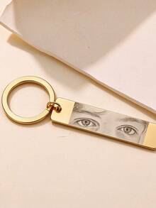 Custom Photo Eye Stainless Steel Keychain Personalized Rectangular Key Ring Picture Key Pendant Couple Commemorative Gift, Suitable For Lovers, Family Valentine's Day, Birthday Or Halloween Anniversary Memorial Keepsake Gift - Multicolor - View 10