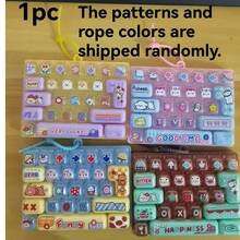 1pc Transparent Button Stress Relief Toy, Pink Handheld Cute Cartoon Decompression Keyboard Keychain Pendant - Multicolor - View 11