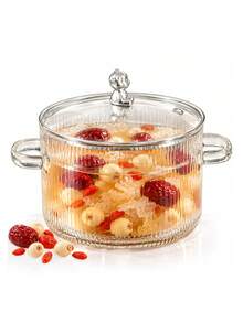 1pc High Borosilicate Glass Skillet, Single Serving Bowl & Cooking Pot, Suitable For Open Flame And Microwave, Multi-Functional Pot For Seafood, Salad, Fruit, Milk, Soup, Sauce Pot, Tabletop Gift, Suitable For Dinner Party, Home, Wedding Essentials, Christmas Gift - View 2
