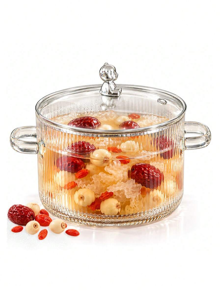 1pc High Borosilicate Glass Skillet, Single Serving Bowl & Cooking Pot, Suitable For Open Flame And Microwave, Multi-Functional Pot For Seafood, Salad, Fruit, Milk, Soup, Sauce Pot, Tabletop Gift, Suitable For Dinner Party, Home, Wedding Essentials, Christmas Gift
