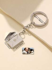 Custom Photo Envelope Keychain Personalized Stainless Steel Hidden Photo Envelope Key Ring Bag Charm Suitable For Couples, Pets, Birthday, Anniversary Or Valentine's Day Commemorative Gift - Multicolor - View 8