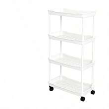 1PC/Small Cart Gap Storage Rack, Multi-Layer Storage, Partitioned Storage, Gap Storage, Movable, Flexible Push And Pull, Easy Assembly, Sturdy Load-Bearing, Waterproof And Moisture-Proof, Easy To Clean, Space-Saving, Open Access, Suitable For Kitchen, Bathroom, Living Room, Bedroom, Movable Floor Cart Multi-Layer Bathroom Narrow Storage Rack - Multicolor - View 8