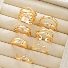 Fashionable Personalized Minimalist Ins Style Alloy Geometric Multi-Piece Set Women's Rings - Gold - View 4