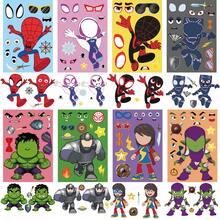 8pcs/16pcs Face Changing Stickers Cartoon Boy Birthday Puzzle Stickers ...