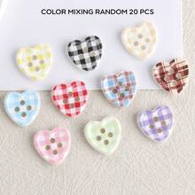 20/40/50 PCS, 1.2cm/1.25cm Round/Heart Grid Print 4-Hole Buttons, Suitable For Clothing Accessories, Dresses, Jackets, Shirts, Sweaters DIY, Dolls, Phone Cases Decoration - Checkered Print - View 35