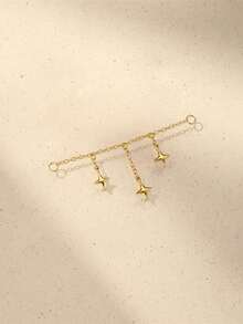 S925 Sterling Silver Versatile Personalized DIY Stud Earrings With Piercing Tassel Zirconia Pendant Accessories - Gold - View 5