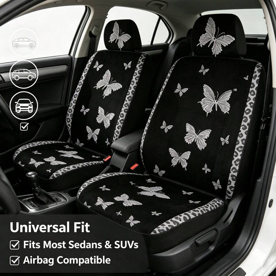 5-Seater 2-Seater 1-Seater Car Seat Covers, Leopard Butterfly Print ...
