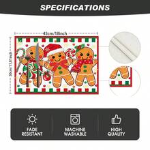 1/4/6pcs Set Gingerbread Candy Cane Christmas Placemats, Seasonal Table Mats For Party Kitchen Dining Decor - Multicolor - View 9