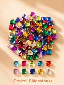 12mm Faceted Square Flat Back Acrylic Rhinestones, 60/120/240Pcs, Sparkly DIY Gems For Jewelry Making, Clothing & Handmade Decor - Multicolor - View 2