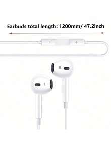 Type-C Wired Earbuds In-Ear Earphones With Noise-Canceling Voice Calls + HiFi Stereo, Ultra-Low Latency Compatible With Iphone 15 Pro Max/ S24 Ultra And Other Type-C/USB-C Port Devices, All-In-One Gaming And Multimedia Headset - White - View 1