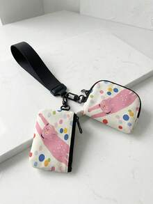 1pc Cartoon Cat Print 2-In-1 Wristlet Coin Purse, Key & Earphone Pouch, Lipstick & Card Holder, For All-In-One Storage Of Small Miscellaneous Items - Multicolor - View 15
