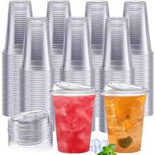 100/50/40/30/20/10/1pc High Transparency Cup With Lid, Leak-Proof Design Suitable For Iced Coffee, Milk Tea, Fresh Juice, Sparkling Water, Perfect For Home, Party, Picnic, Coffee Shop Takeout, Material, Clear And Beautiful, Easily Create Atmosphere Drinks! - Clear - View 12