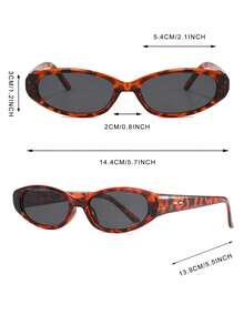 1 Pair Men's Leopard Print Oval Minimalist Solid Color Vintage Street Style Fashion Glasses - Leopard - View 4
