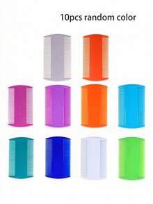 10pcs Multi-Color Fine-Tooth Double-Sided Plastic Beauty Combs, Plastic Lice Combs With Double-Sided Dense Teeth, Scalp Cleaning Comb For Dandruff And Lice Removal, Multi-Function Hair Comb For Pets, Ultra-Dense Fine-Tooth Comb, Non-Damaging To Scalp - Multicolor - View 11