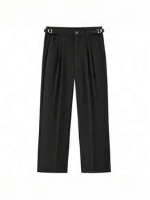 Men's Spring/Autumn Button Pocket Outdoor Commute Suit Pants - Black - View 2