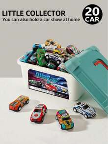 20pcs Warrior Alloy Toy Cars, Random Color And Pattern Small Car Storage Bucket Set Alloy Toy Cars - Multicolor - View 2