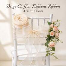 1 Roll 9m Long 4cm Wide Beige Fish Tail Mesh Ribbon, Suitable For Flower Bouquet Packaging, Gift Box Ribbon, Wedding Chair Back Decoration, Party Balloon DIY Crafts, Holiday Decorations, Clothing Accessories - Beige - View 11