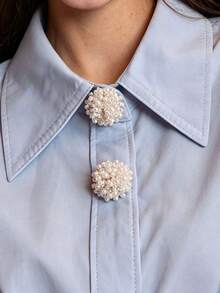 1pc/2pcs Elegant Pearl Button Cover, Shirt Button Cover Clip-On Button Cover Fashion Crystal Cufflinks Cover - Multicolor - View 2