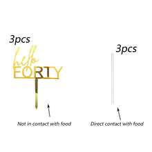 3pcs/1pc Acrylic Gold "Hello 30 40 50 60" Birthday Cake Topper, Birthday Anniversary Party Decorations - Multicolor - View 19