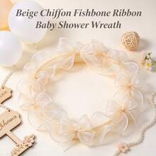 1 Roll 9m Long 4cm Wide Beige Fish Tail Mesh Ribbon, Suitable For Flower Bouquet Packaging, Gift Box Ribbon, Wedding Chair Back Decoration, Party Balloon DIY Crafts, Holiday Decorations, Clothing Accessories - Beige - View 8