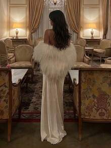 Women's Elegant White Faux Fur Short Jacket For Daily Wear, Party, Gathering And Date, Winter Coat, Winter Clothes - White - View 3