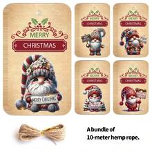 50pcs Vintage Christmas Santa Gift Tags With Hemp Rope, Festive Paper Gift Hanging Labels For Holiday Presents, Gift Wrapping & Party Favor Decor, Christmas Party Supplies - B - View 1