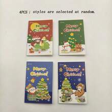4PCS Christmas Mini Notebooks - Random Styles - Includes Snowman, Santa Claus, Christmas Tree Patterns, Christmas Theme Pocket Notebooks, Holiday Party Gifts, Christmas Creative Gifts, Portable Notebooks - A - View 6