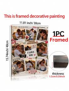 1pc Personalized Couple Photo Collage Customized Wall Art, Custom Love Custom Poster, Anniversary Gift, Romantic Bedroom Decor,Pictures Custom Photo, Customizable Things, A Gift For A Friend, Optional Frame - Multicolor - View 16