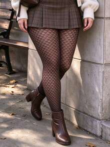 1 Pair Triangle Pattern Pantyhose Chic Glam Curve-Friendly Stretch For Party Night Date Spring - Multicolor - View 3