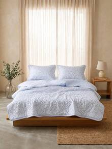 1pc Ultra Soft Cooling Quilt - Lightweight All-Season Bedding, With Stylish Plaid Pattern, 100% Polyester, Machine Washable, Suitable For Single/Double Bed, Hotel, Camping And Home Decor, Back To School/Semester/Dorm Bedding, Hotel-Grade Luxury Bedding | Modern Stitched Design | Technology Embossed - Baby Blue - View 1