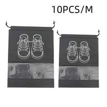 5pcs Pink Dust-Proof Shoe Bags With Drawstring Design, Suitable For Travel, Hallway, Bedroom Or Dormitory. These Shoe Bags Are Universal Storage Items Suitable For Children And Adults, Essential For Back To School Season (Available In Pink, White, Blue, Grey, Black, Navy Blue And More Colors) - Grey - View 15
